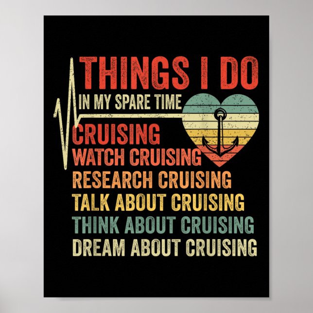 Póster Funny Cruise Heartbeat Things I Do In My Spare Tim (Frente)