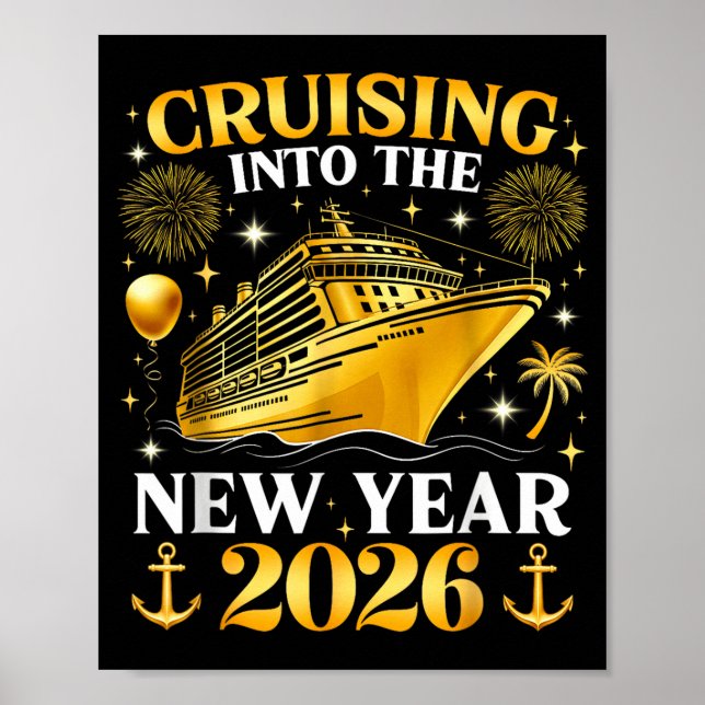 Póster Funny Cruising Into 2026 New Year Matching Family  (Frente)