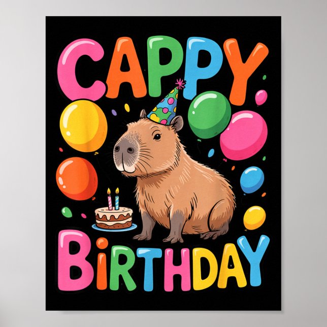 Póster Funny Cute Capy Capybara Animal Birthday Party Sup (Frente)