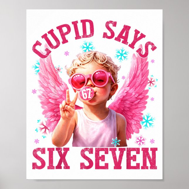 Póster Funny Cute Cud Says Six Seven Valentine's Day 67 M (Frente)