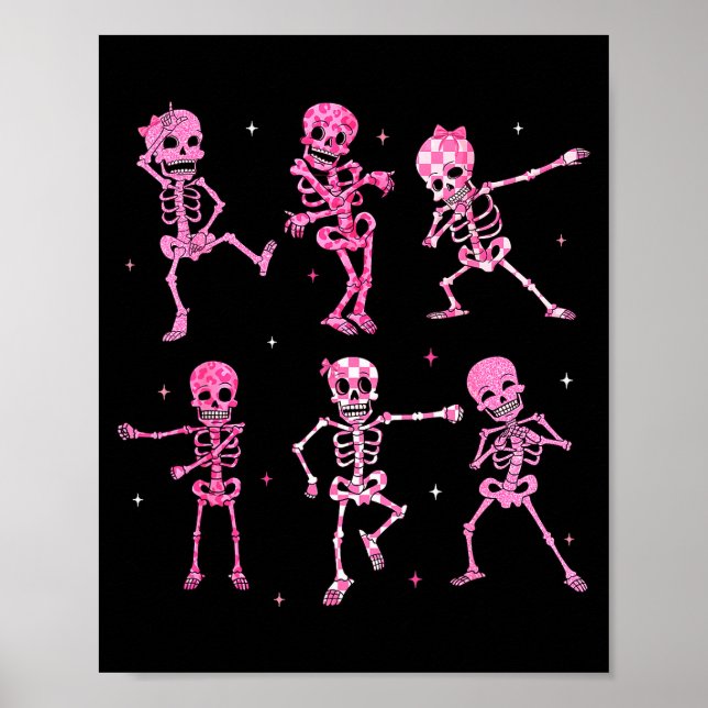Póster Funny Cute Dancing Skeleton Halloween Costume Shir (Frente)