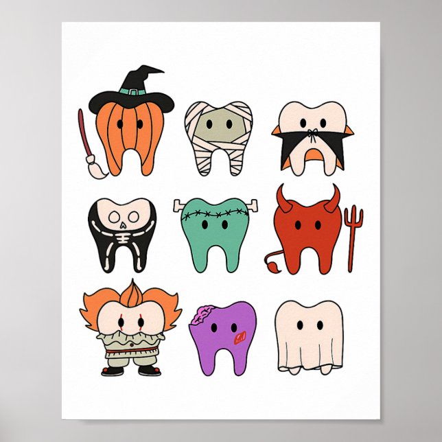 Póster Funny Cute Monstruos de Higiene Dental Teeth Squad (Frente)