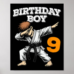 Póster Funny Dabbing 9 Nacimiento Niño Karate 9 años B