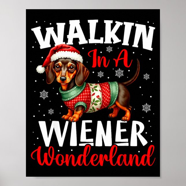 Póster Funny Dachshund Cute Christmas Dog Lover Walking I (Frente)