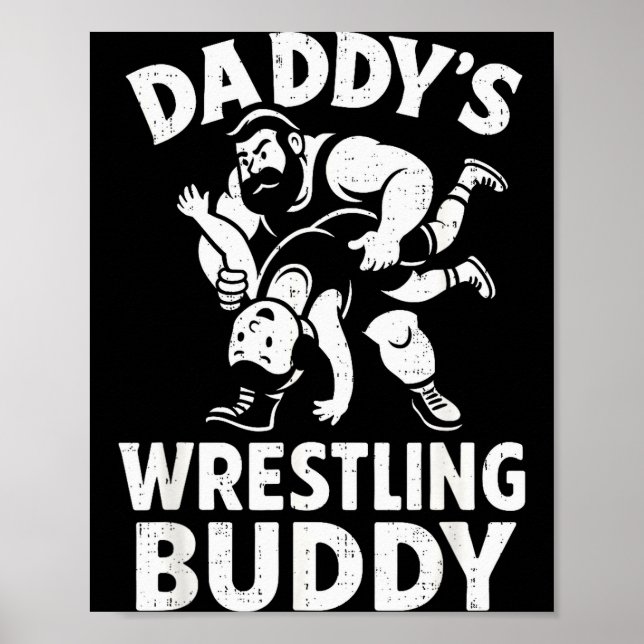 Póster Funny Dad And Son Daughter Kids Wrestling Wrestler (Frente)