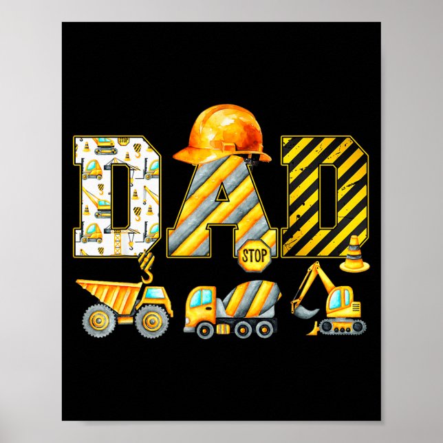 Póster Funny Dad Construction Excavator Kids Matching Fam (Frente)