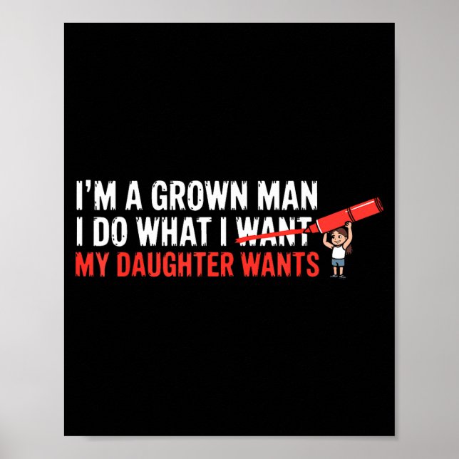 Póster Funny Dad Father Daughter Humor Man Fatherhood Fam (Frente)