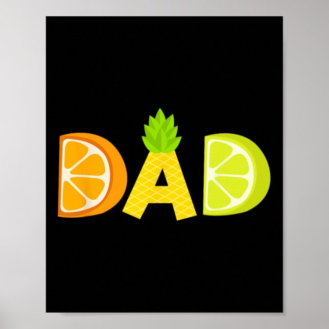 Póster Funny Dad Fruitarian Lover Summer Padre Fruit Sli (Frente)