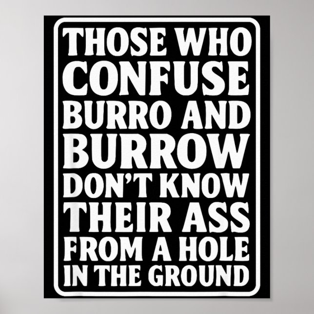 Póster Funny Dad Joke Burro Burrow Pun From Hole In The G (Frente)