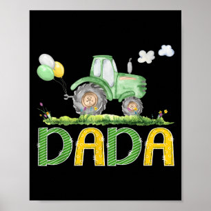 Póster Funny Dada Birthday Boy Tractor Farm Truck Matchin