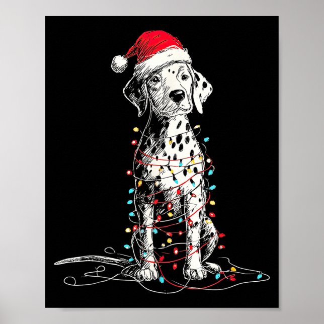 Póster Funny Dalmatian Christmas Graphics Dog Lights Love (Frente)