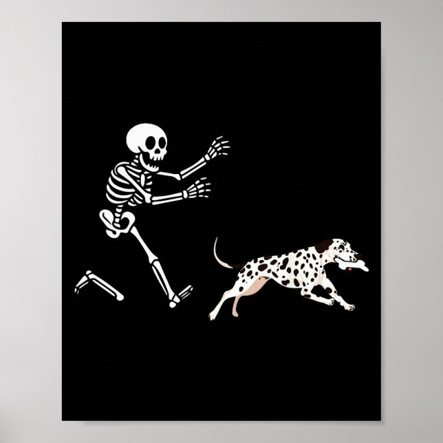 Póster Funny Dalmatian Running Skeleton Halloween  (Frente)