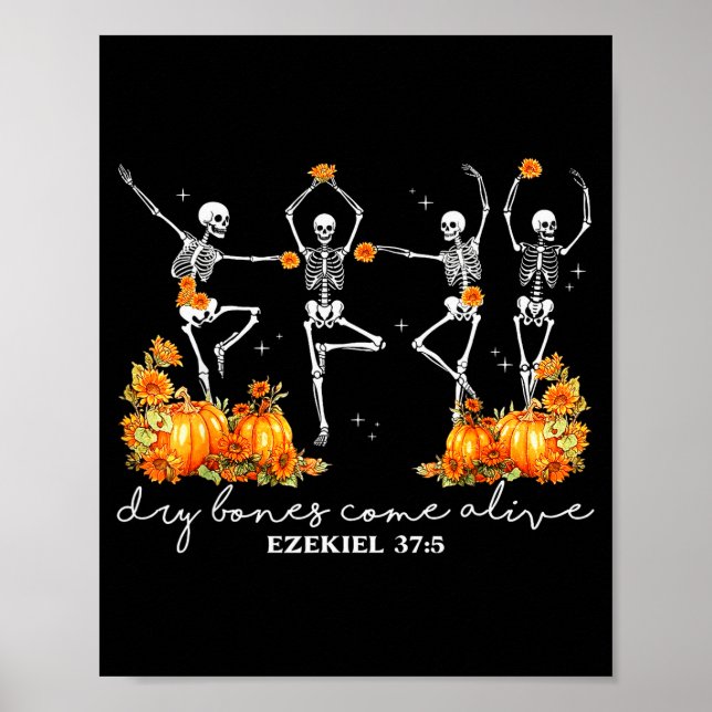 Póster Funny Dancing Skeleton Dry Bones Come Alive Hallow (Frente)