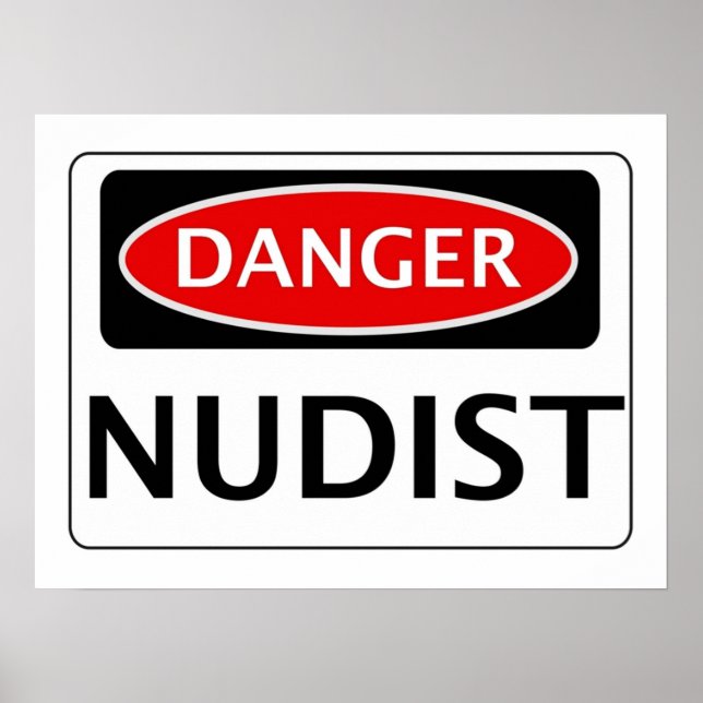 PÓSTER FUNNY DANGER NUDIST FUNNY FIRMA DE RÓTULO DE SEGUR (Frente)