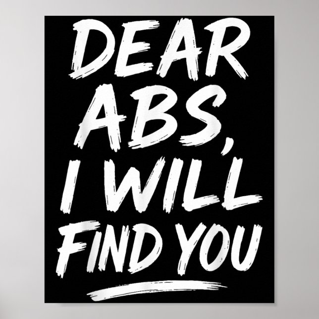 Póster Funny Dear Abs Quote Fitness Lovers And Workout Mo (Frente)