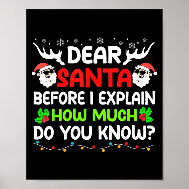 Póster Funny Dear Santa I Can Explain Christmas For Kids  (Frente)