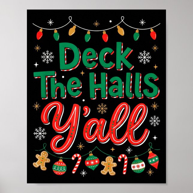 Póster Funny Deck The Halls Y’all Christmas Humor  (Frente)