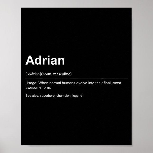 Póster Funny Definition Quote For The Name Adrian _  (Frente)