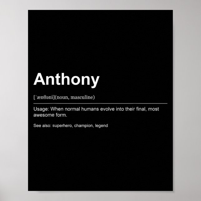Póster Funny Definition Quote For The Name Anthony _  (Frente)
