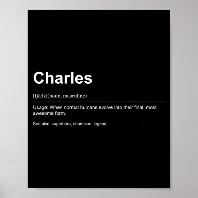 Póster Funny Definition Quote For The Name Charles _  (Frente)