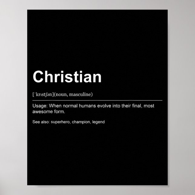 Póster Funny Definition Quote For The Name Christian _  (Frente)