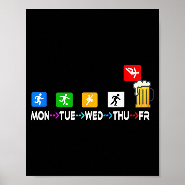 Póster Funny Design Sayings Week Finally Friday Weekender (Frente)