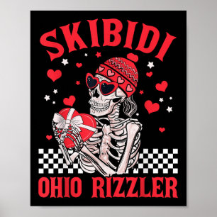 Póster Funny Día de San Valentín Skibidi Ohio Rizzler Hea