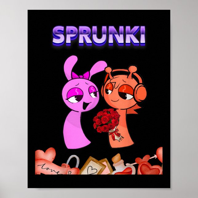 Póster Funny Día de San Valentín Sprunki Heart Para Niños (Frente)