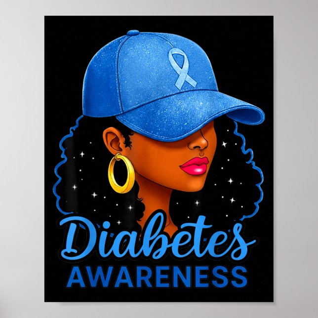 Póster Funny Diabetes Awareness Month Black Women  (Frente)