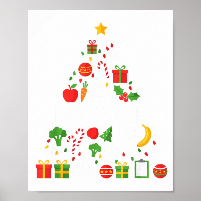 Póster Funny Dietitian Christmas Tree Lights Womens Mens  (Frente)