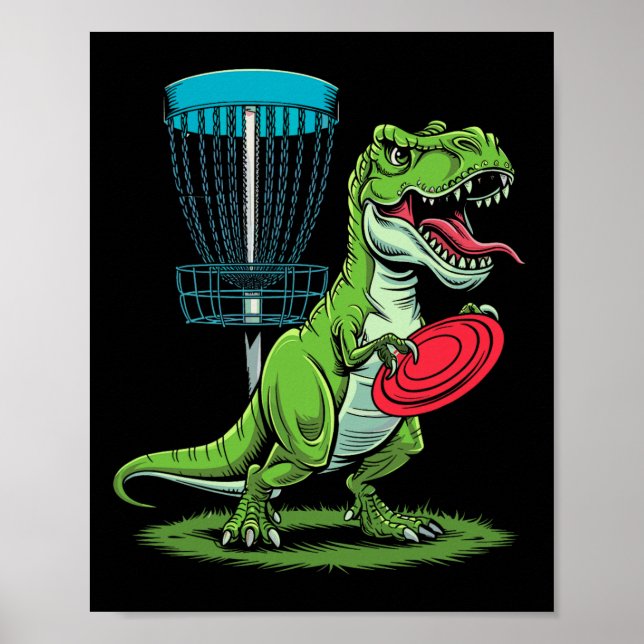 Póster Funny Dinosaur T-rex Disc Golf Player Sket Golfer  (Frente)