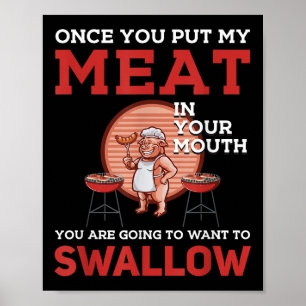 Póster ¡Funny Diseño Bbq! Para Los Aficionados Al Fumador