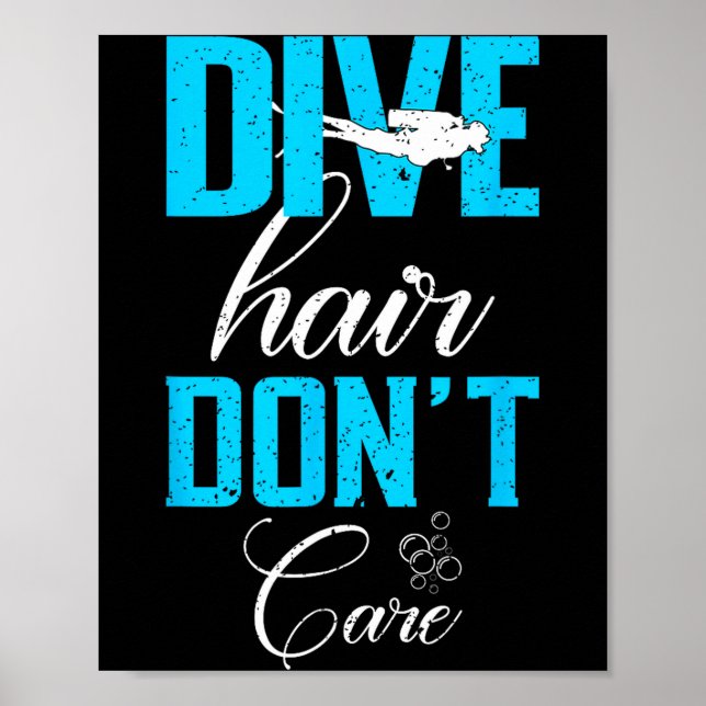 Póster Funny Diving Design Of Dive Hair Don't Care For Fu (Frente)
