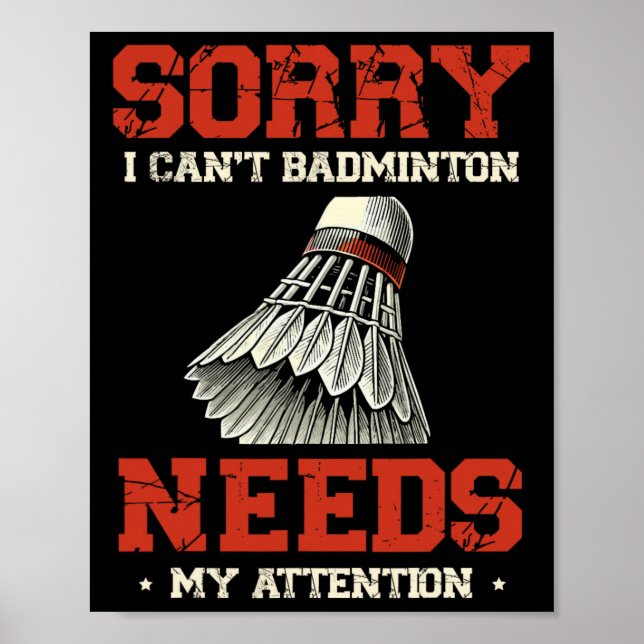 Póster Funny Dminton Player Love Shuttle Diseño 3 (Frente)