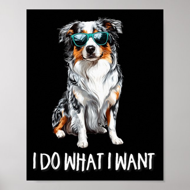 Póster Funny Do What I Want Blue Merle Australian Shepher (Frente)