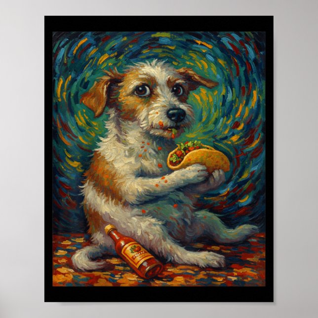 Póster Funny Dog Eating Taco Graphic Art Design  (Frente)