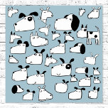 Póster Funny Dog Personalizado<br><div class="desc">Muchos perros lindos y divertidos en blanco y negro sobre un fondo verde azulado. Arte original de Nic Squirrell.</div>