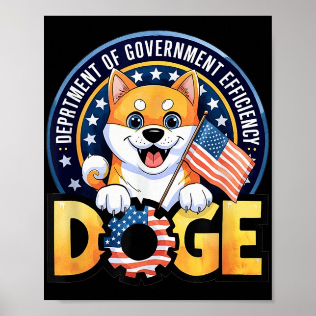 Póster Funny Doge Crypto Meme Departamento Del Gobierno E (Frente)