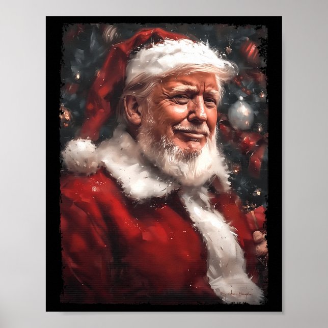 Póster Funny Donald Trump Navidades de Santa Claus H de p (Frente)