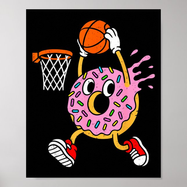 Póster Funny Donut Dunking Basketball Doughnut Food Champ (Frente)