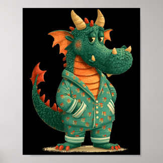 Póster Funny dragon in sleepwear for dragons and pajamas