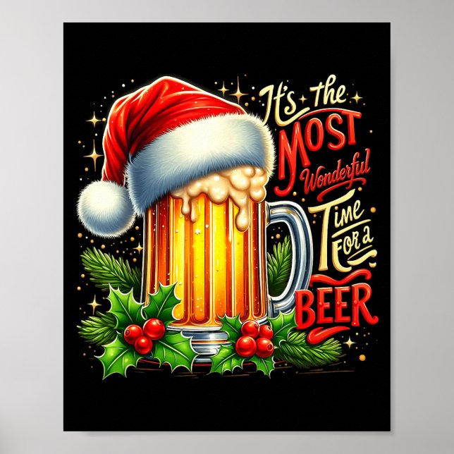 Póster Funny Drinking Christmas Santa Beer Lovers Trend N (Frente)