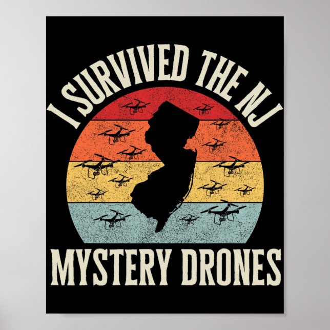 Póster Funny Drone Lover I Survived The New Jersey Myster (Frente)