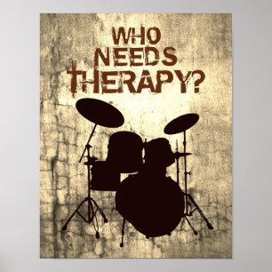 Póster ¿Funny Drummer Drum Kit Poster que necesita tratam