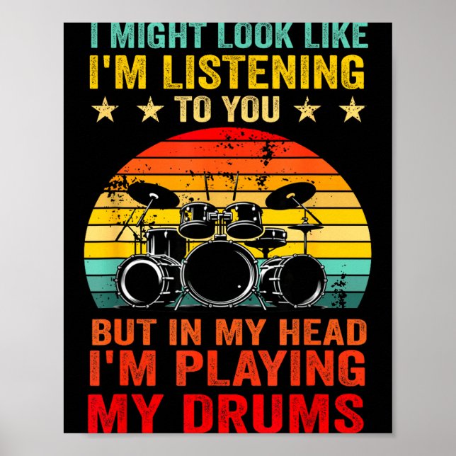 Póster Funny Drummer Men Women Drumline Drumming Musical  (Frente)
