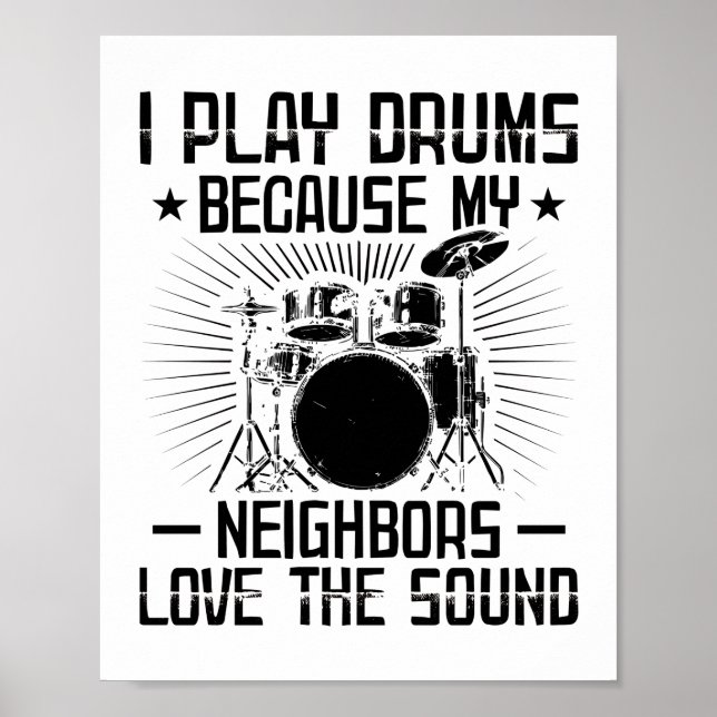 Póster Funny Drummer Sayings | Regalos de músicos (Frente)