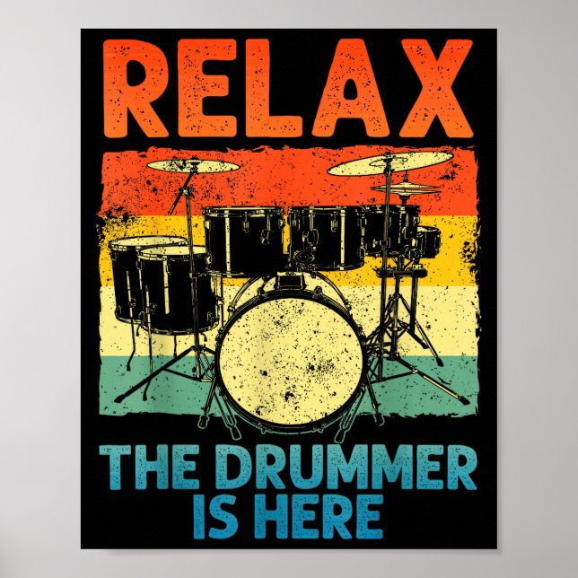 Póster Funny Drumming Art For Men Women Drumline Drum Set (Frente)