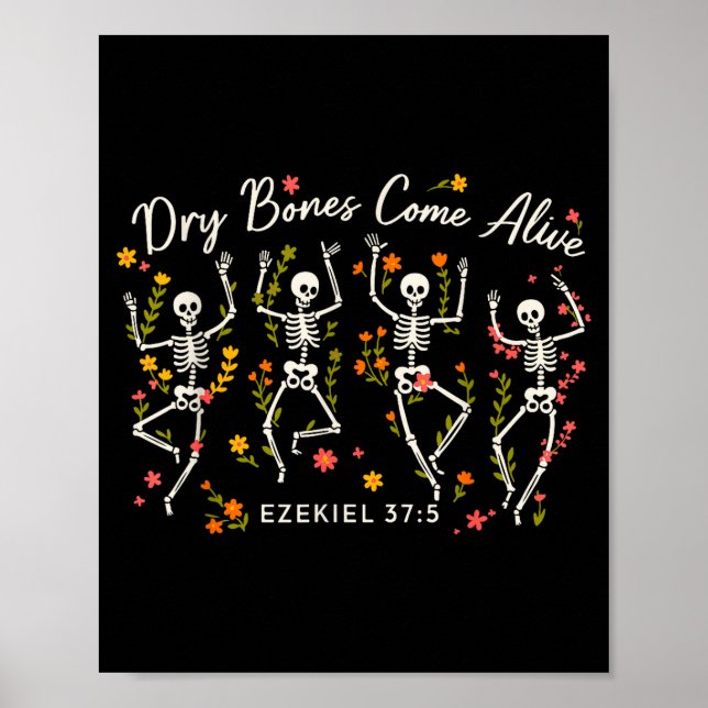Póster Funny Dry Bones Come Alive Ezekiel 37_5 Skeleton C (Frente)