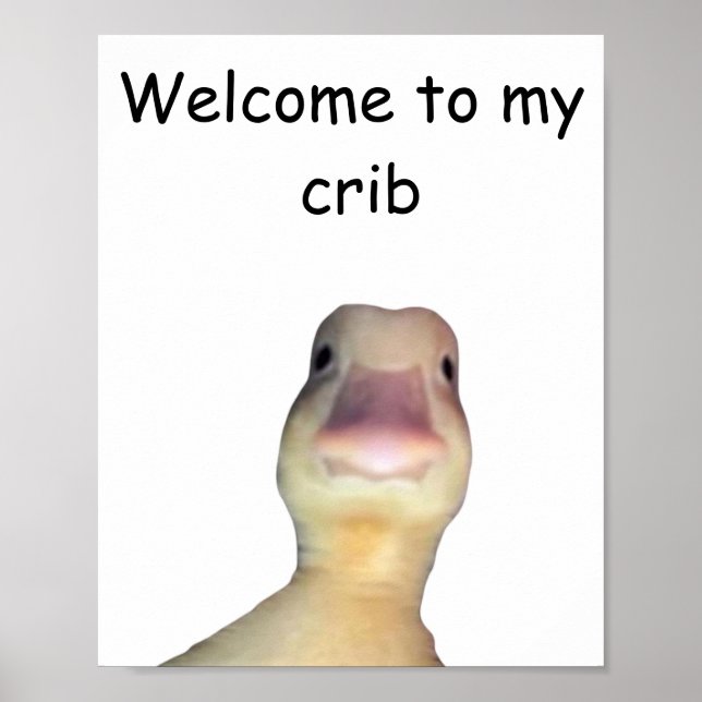 Póster Funny Duck Meme – “Welcome to My Crib” Cute Animal (Frente)