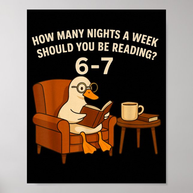 Póster Funny Duck Reading Book 67 Six Seven Meme  (Frente)
